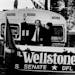 Paul and Sheila Wellstone waved from the back of their campaign bus as they left a Rochester hotel after Wellstone’s press conference, which coincid