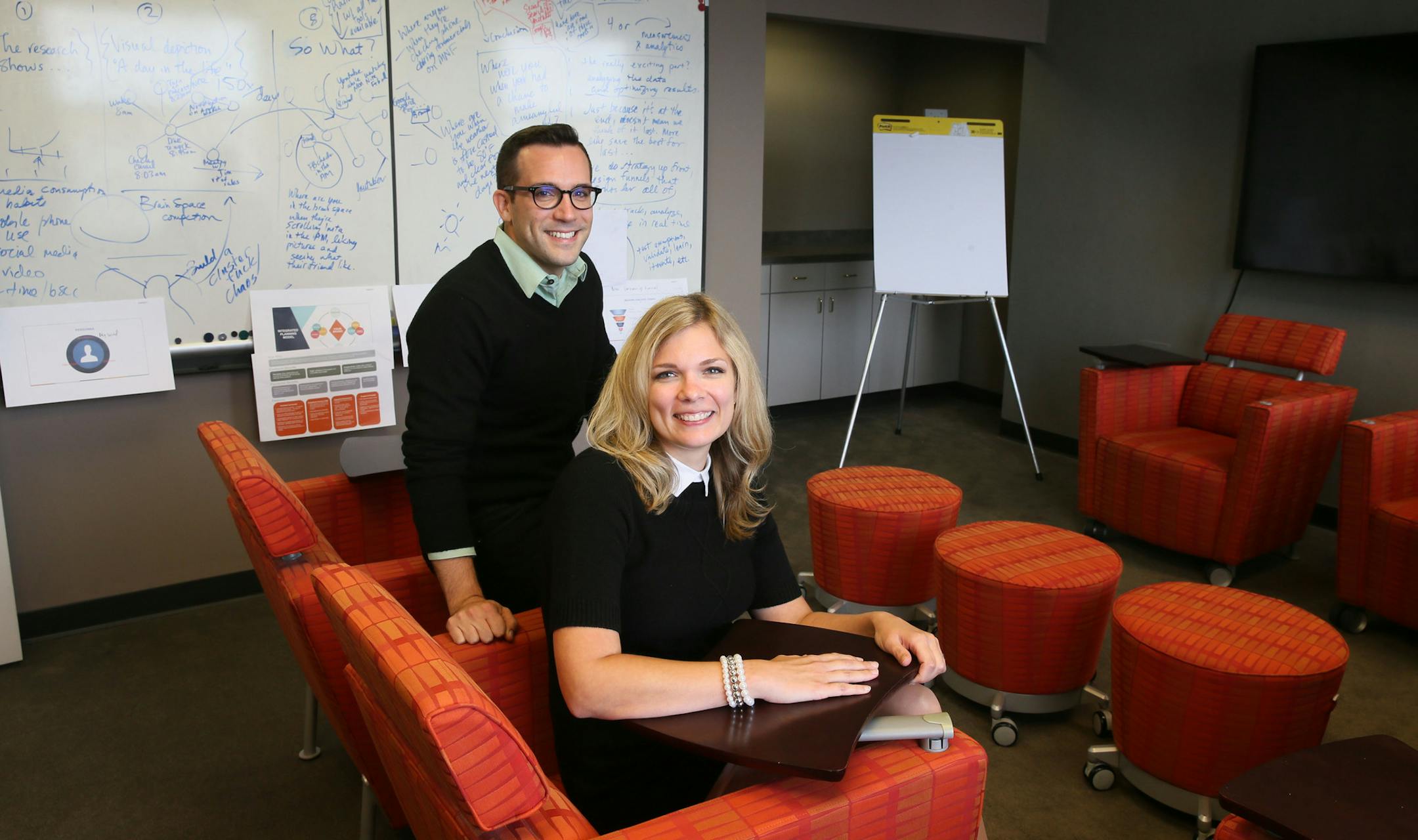 Amanda Janssen-Egan and Mike Luedke at the advertising agency Jigsaw in Milwaukee as junior partners in the firm, on October 2, 2017. (Michael Sears/Milwaukee Journal Sentinel/TNS) ORG XMIT: 1212990