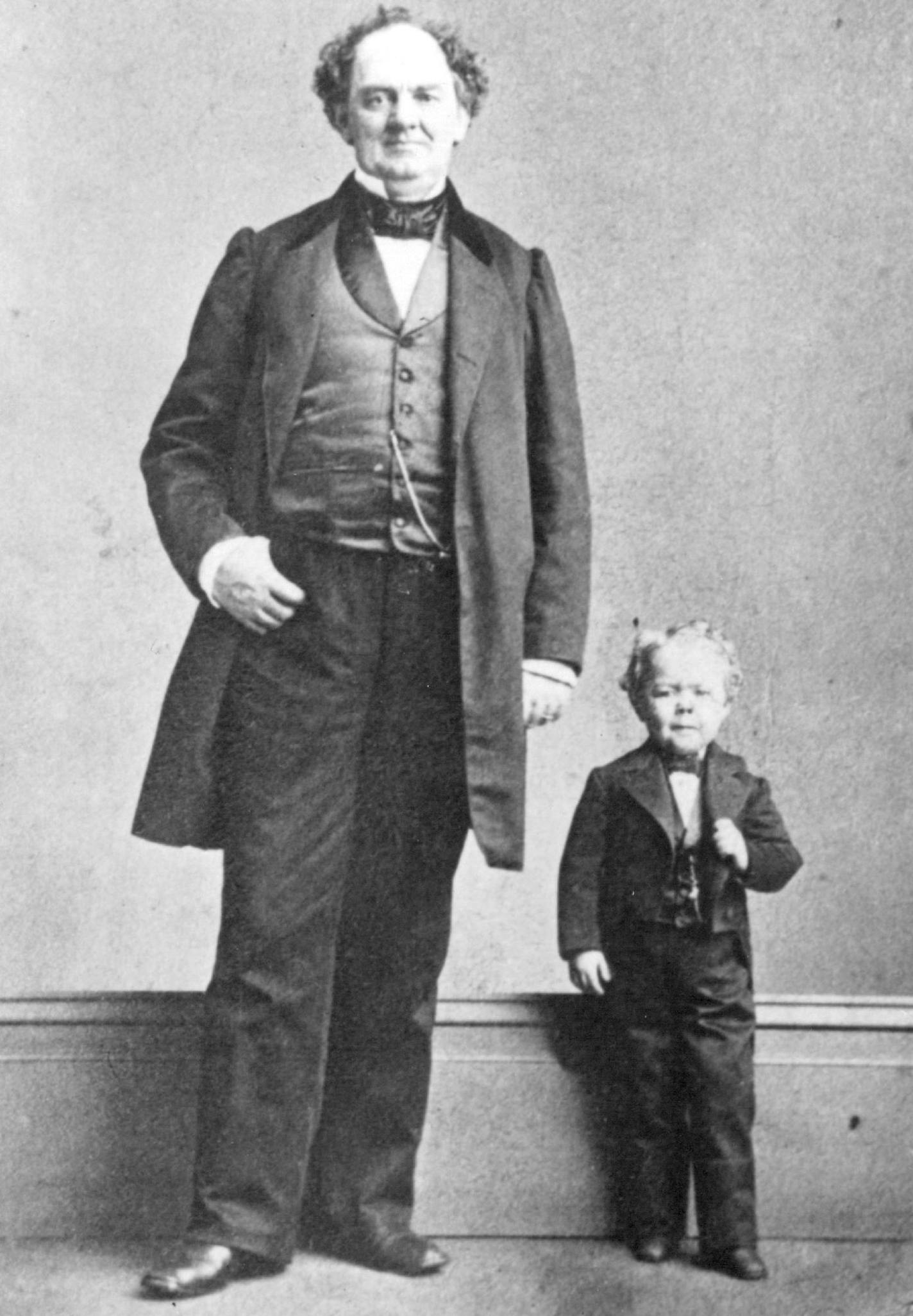 P.T. Bamum and Commodore Nutt, a 29-inch tall performer who was one of the top attractions at Barnum's American Museum in the 1860s.