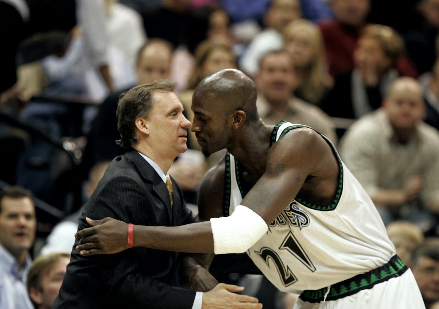 Flip Saunders and Kevin Garnett in 2006.