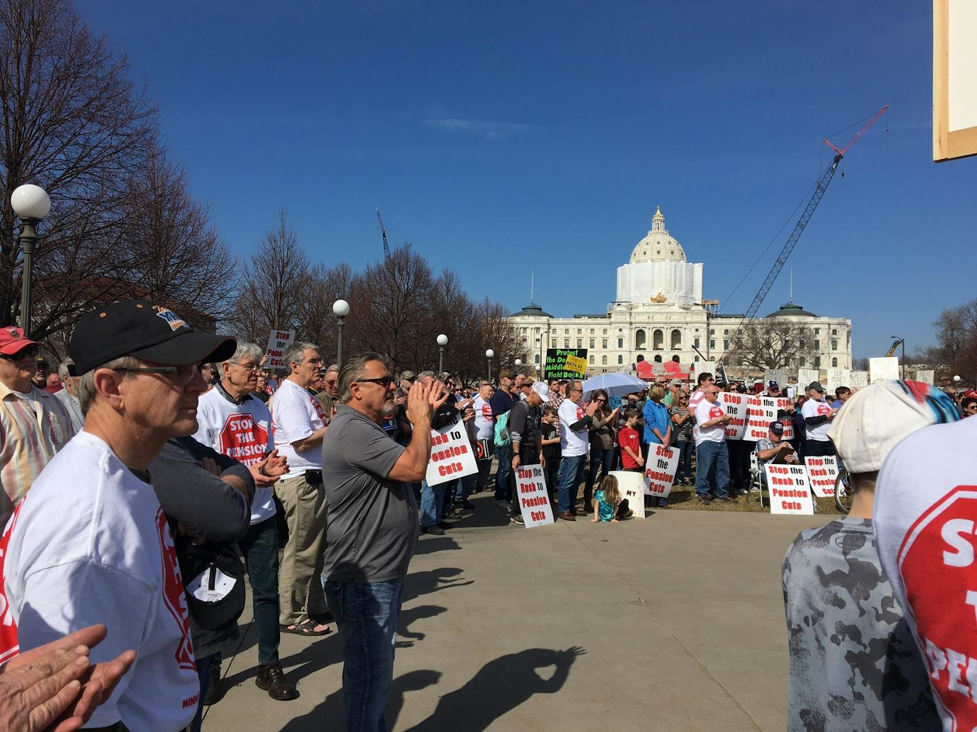 Retired Teamsters workers rally Saturday at the State Capitol in St. Paul.