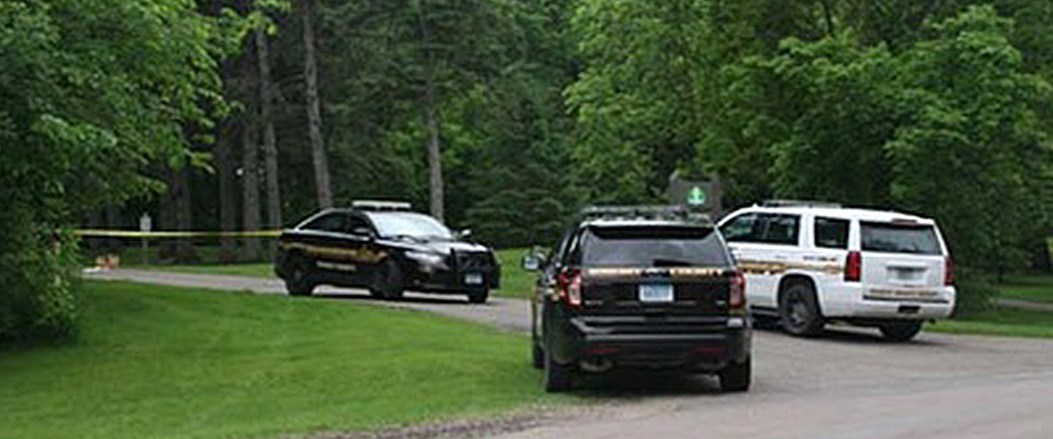 Crow Springs County Park is closed, with caution tape and Wright County Sheriffís Office vehicles blocking the entrance, as officers investigate the circumstances surrounding a critically injured woman found there early Wednesday. DELANO HERALD JOURNAL