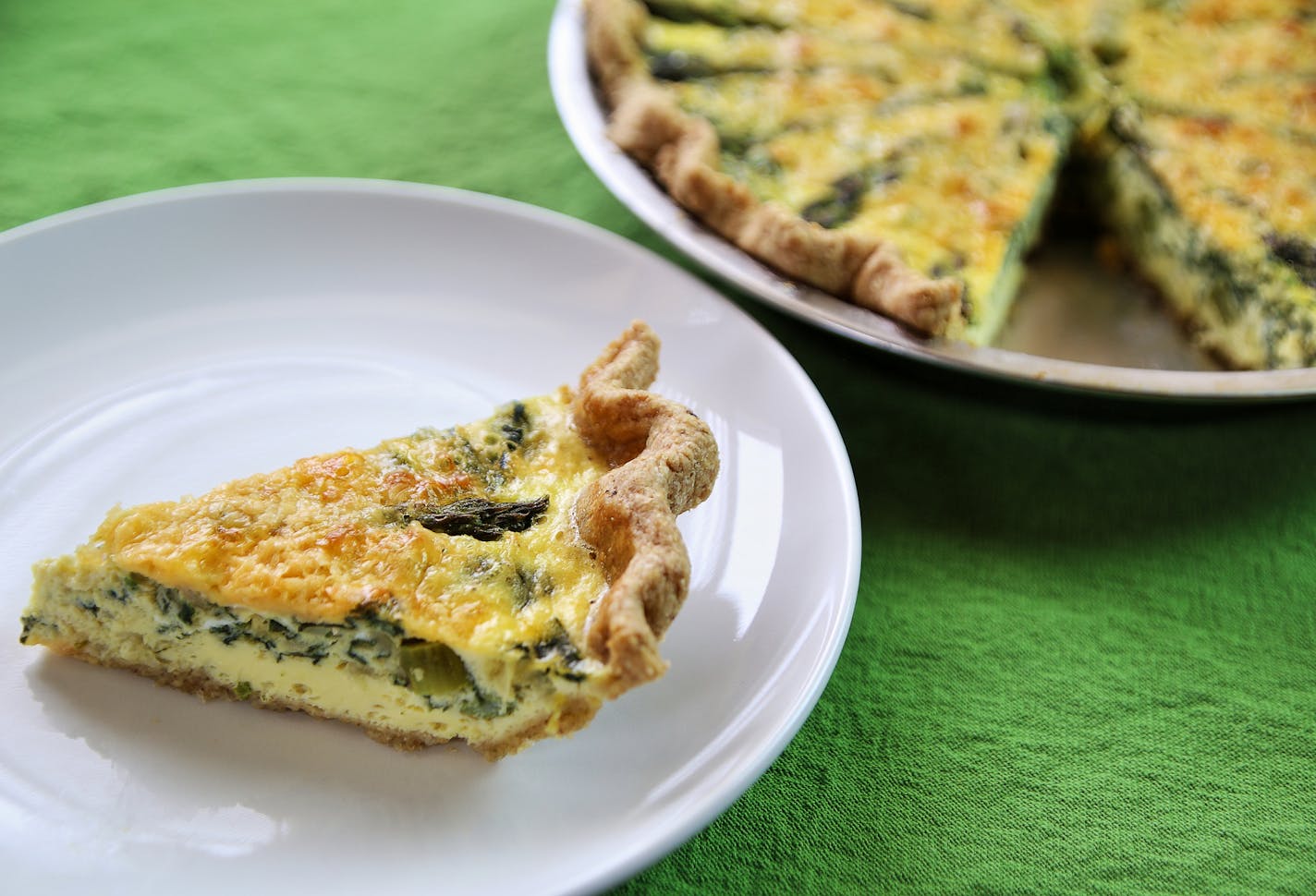 Asparagus Quiche With Whole-Wheat Pie Crust.