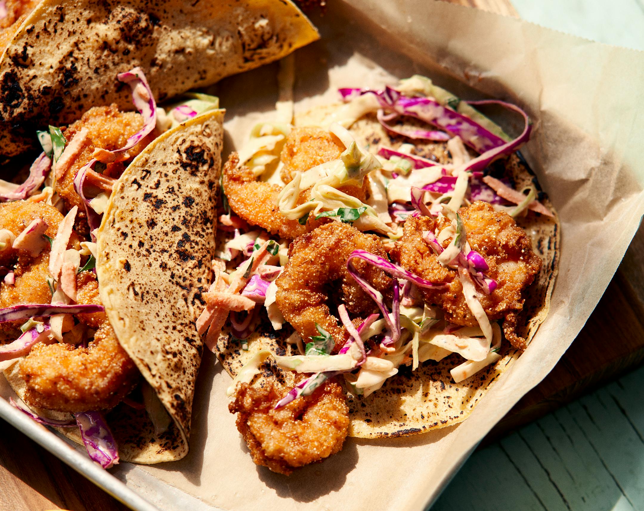 Edisto Shrimp Tacos from Kardea Brown's "The Way Home" (Amistad, 2022). Photo: Sully Sullivan