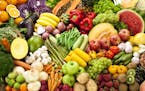 Assortment of Fruits and Vegetables Background