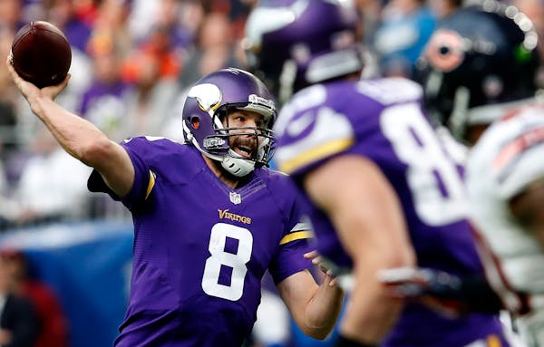 Vikings quarterback Sam Bradford attempted a pass last season against the Bears. In a production meeting on Sunday night, Zimmer told ESPN's broadcast