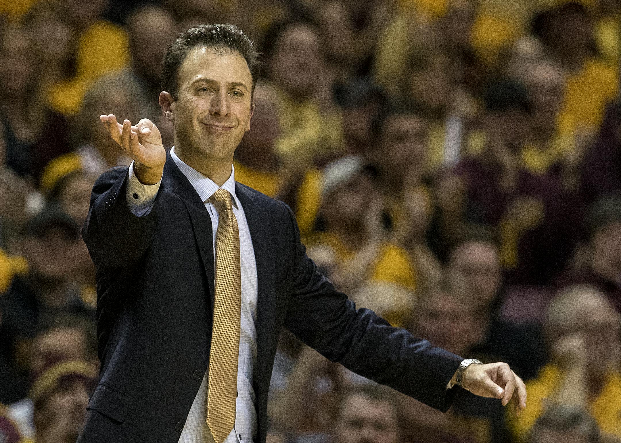 Minnesota head coach Richard Pitino in the second half. ] CARLOS GONZALEZ ï cgonzalez@startribune.com - November 29, 2017, Minneapolis, MN, Williams Arena, NCAA Basketball, University of Minnesota Gophers vs. Miami Hurricanes ORG XMIT: MIN1711301808438124