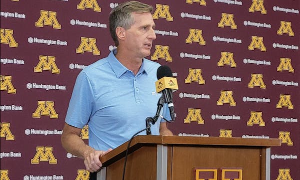 Gophers athletics director Mark Coyle talked to the media on Friday at Athletes Village.