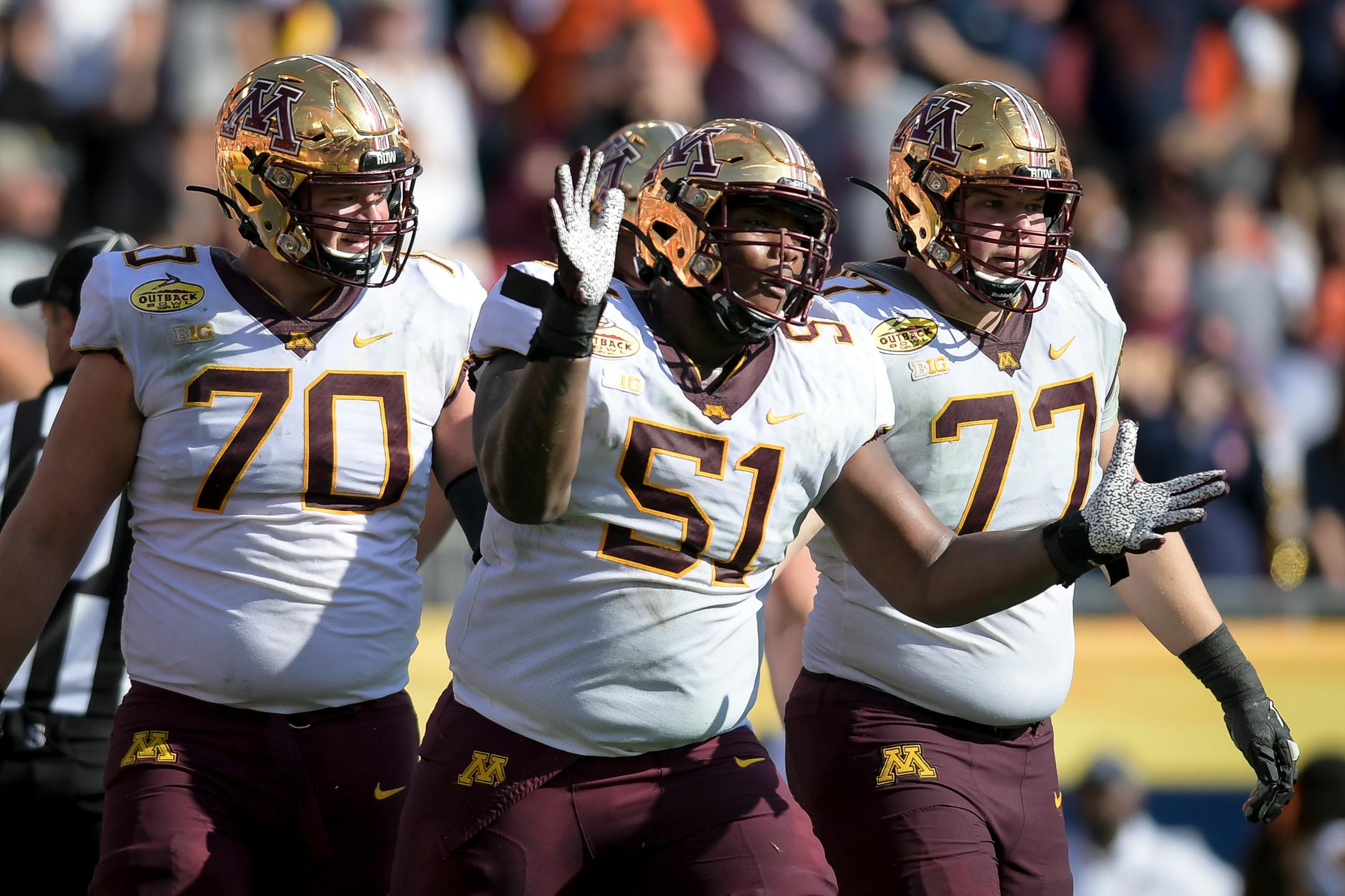 Gophers offensive lineman Curtis Dunlap Jr. (51) during last season's bowl game.