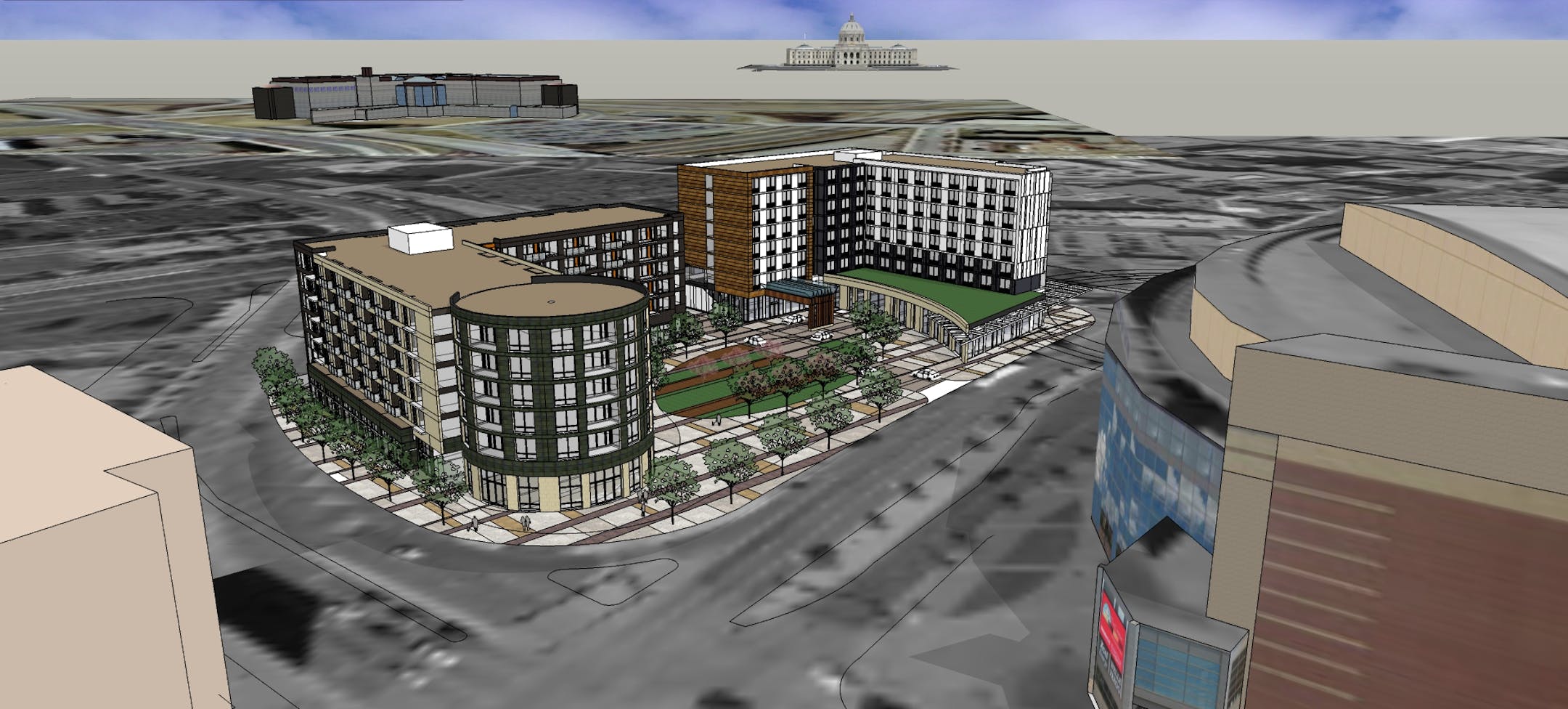 Concept drawing of the Seven Corners development.