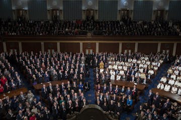 Lawmakers attend Donald Trump delivers his State of the Union address, in the House Chamber of the Capitol in Washington, Feb. 5, 2019.