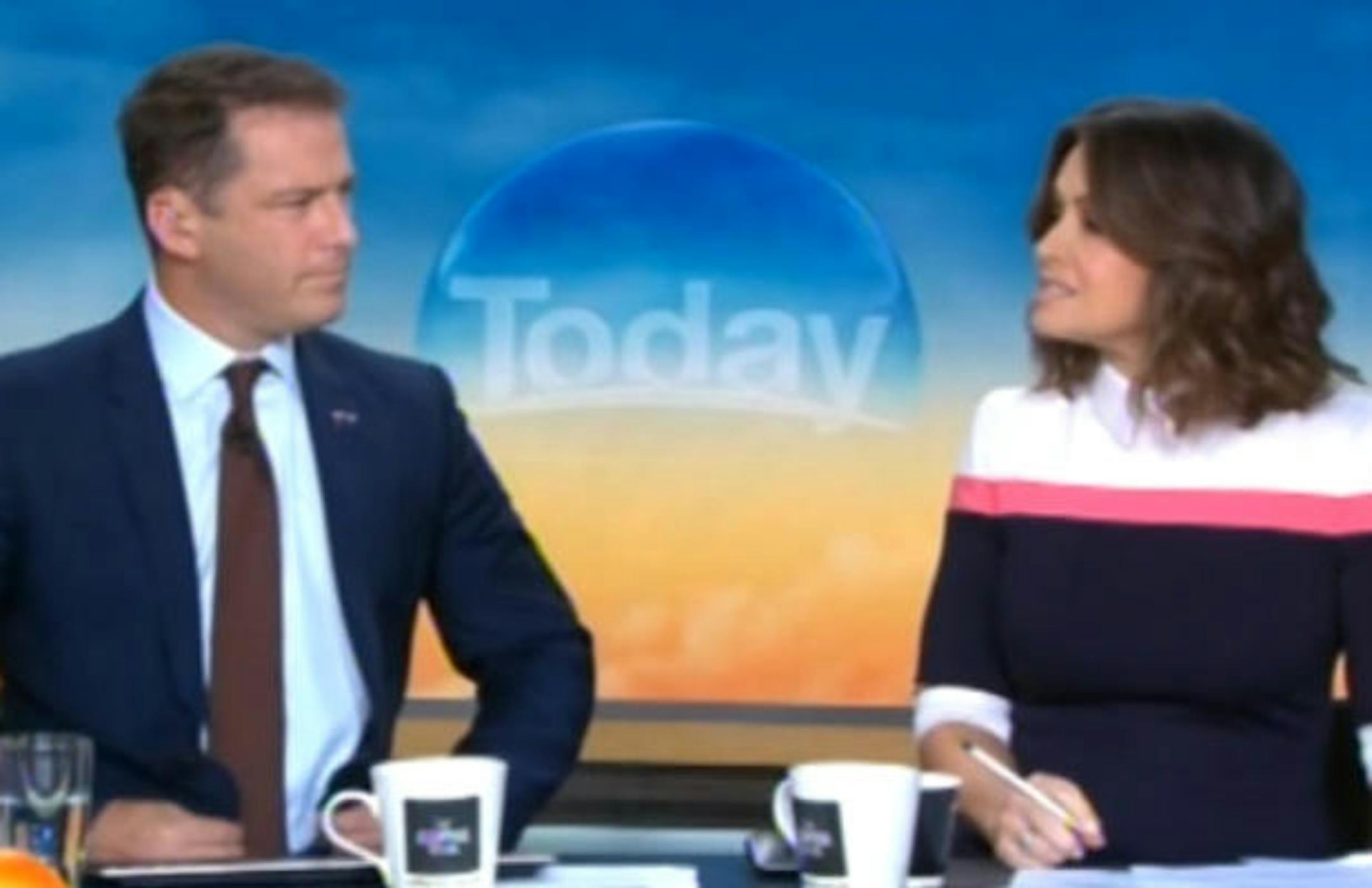 Aussie "Today" show host Karl Stefanovic, left, has worn the same blue suit for a full year.