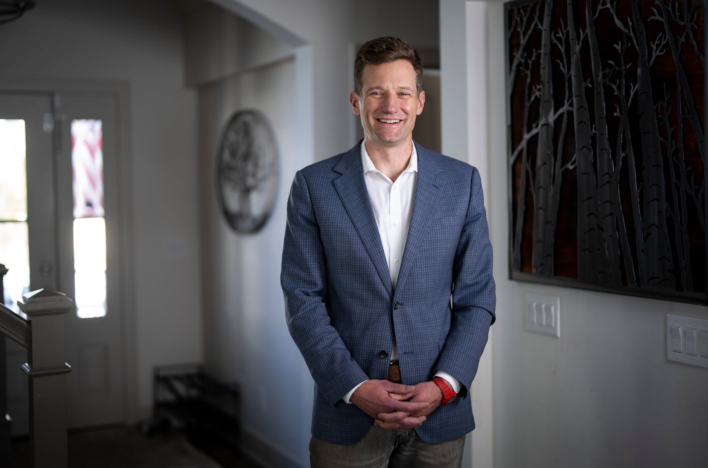 New Star Tribune Publisher Steve Grove photographed at home in Minneapolis, Minn, on Monday, Feb. 13, 2023. ] RENEE JONES SCHNEIDER • renee.jones@startribune.com