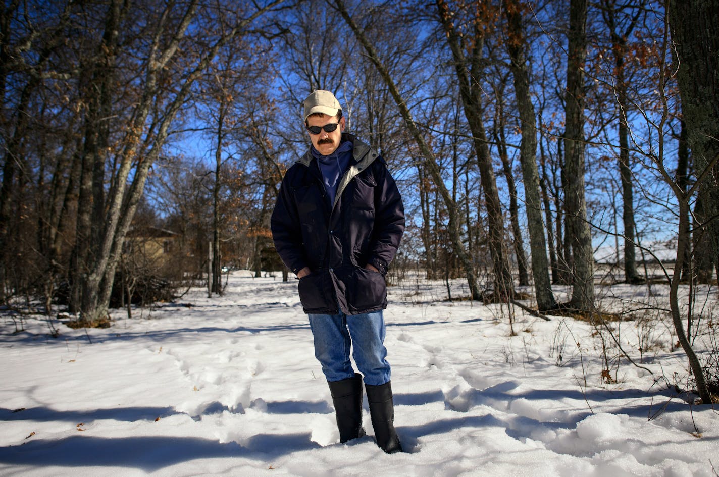 Leon Rogers choked up as he talked about loosing these woods that hide the current pipelines that run through his property. The pipeline Enbridge proposes would clear the woods. He has watched as a pipeline corridor on his farm south of Park Rapids expanded over 19 years from one crude oil line to four lines.&#xac;&#x2020; He is considering moving away if Enbridge Energy goes ahead and builds a 5th pipeline on his property. ] GLEN STUBBE * gstubbe@startribune.com Tuesday, March 11, 2014.