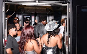 Beyoncé concertgoers board the Metro train in Houston on Sept. 24, 2023.