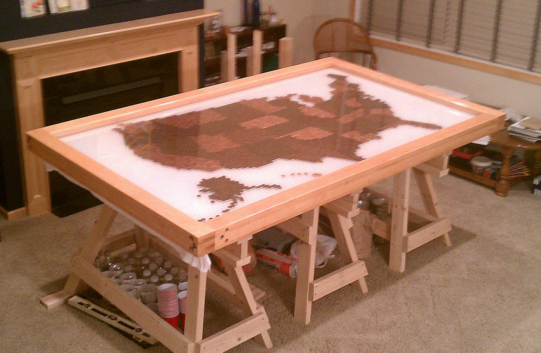 U.S. map made out of pennies