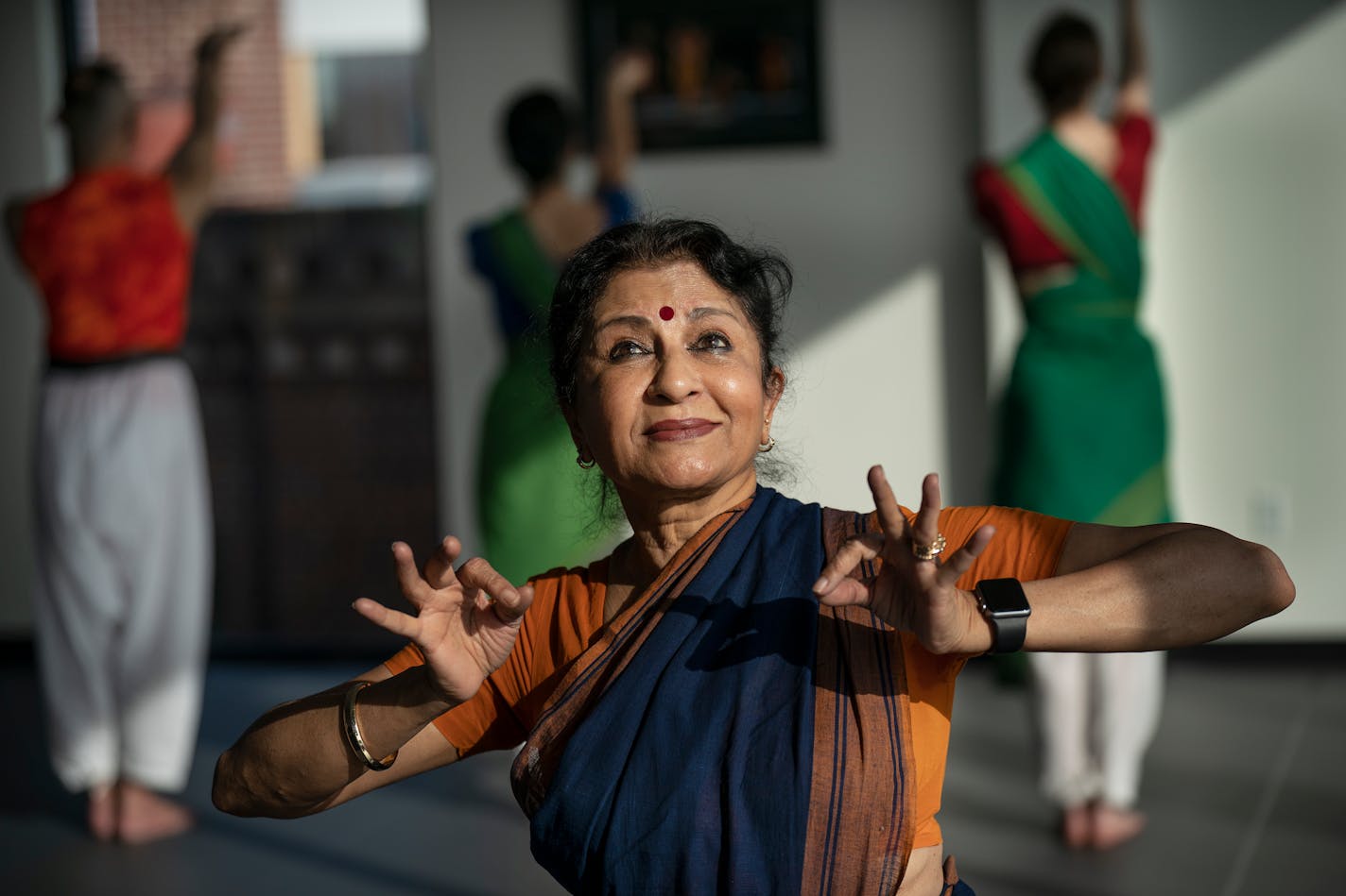 Ranee Ramaswamy practice for their upcoming performance of "Fires of Varanasi" at the Center for Performing Arts inMinneapolis, Minn., on Wednesday, Feb. 16, 2022.