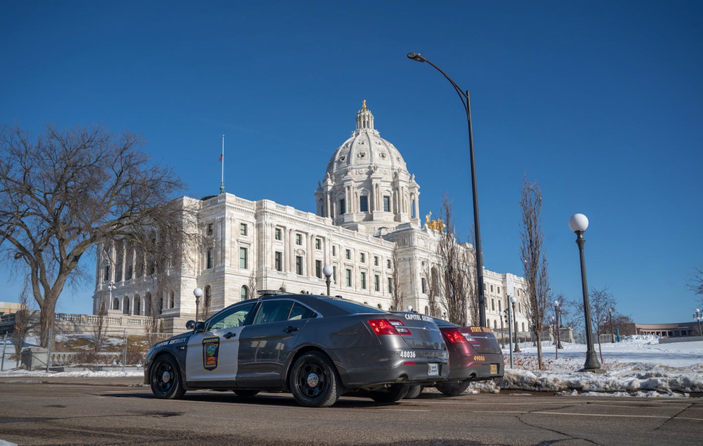 The Minnesota State Patrol and Capitol Security forces were keeping a watchful eye around the State Capitol Tuesday afternoon.