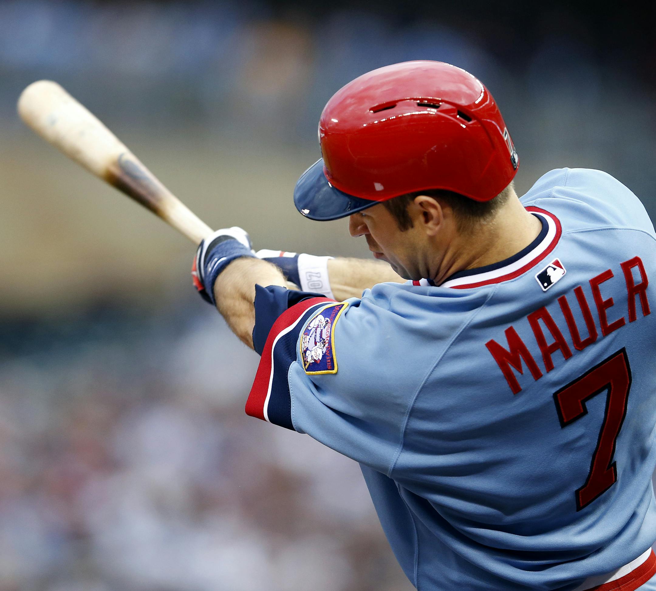 Minnesota Twins Joe Mauer (7). ] CARLOS GONZALEZ cgonzalez@startribune.com - June 5, 2014, Minneapolis, Minn., Target Field, MLB, Minnesota Twins vs. Milwaukee ORG XMIT: MIN1406111515550185