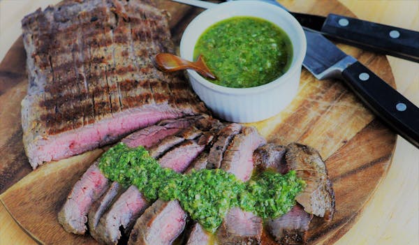 Grilled Flank Steak with Italian Salsa Verde.