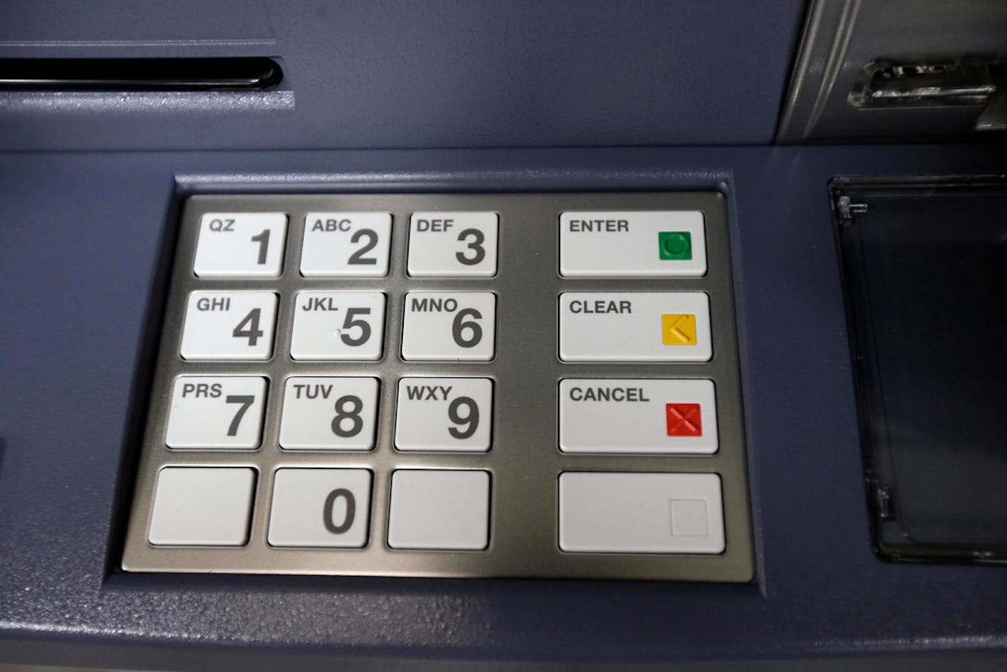 This Wednesday, Aug. 30, 2017, photo, shows an automated teller machine keypad at Diebold Nixdorf where ATMs are manufactured, in Greensboro, N.C. With the exception of the vending machine, no piece of technology has done more to create the culture of "self-service" than the ATM. 2017 marks the 50th anniversary of the ATM.