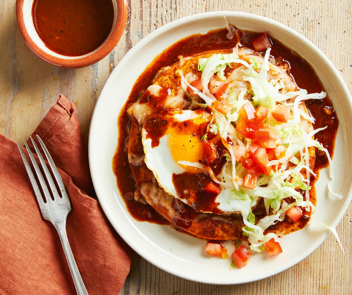 Provided: Red Chile Stacked Enchiladas from""Smithsonian American Table," by Lisa Kingsley in collaboration with the Smithsonian Institution (Harvest, 2023).