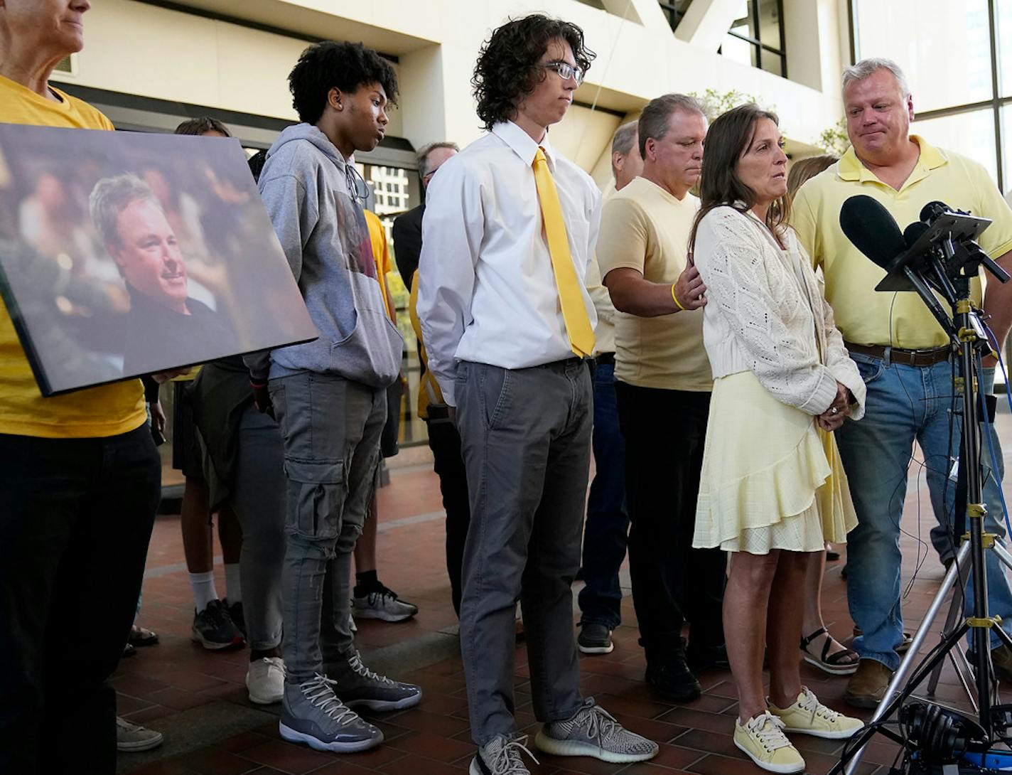 Jay Boughton's wife Kristin Boughton spoke to media members after Jamal Smith was sentenced to life in prison for the road rage killing of Boughton Tuesday, Oct. 4, 2022 in Minneapolis, Minn. ]