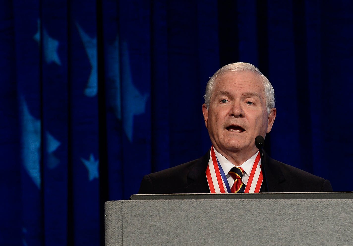 In this Friday, May 23, 2014 file photo, former Defense Secretary Robert Gates addresses the Boy Scouts of America's annual meeting in Nashville, Tenn.