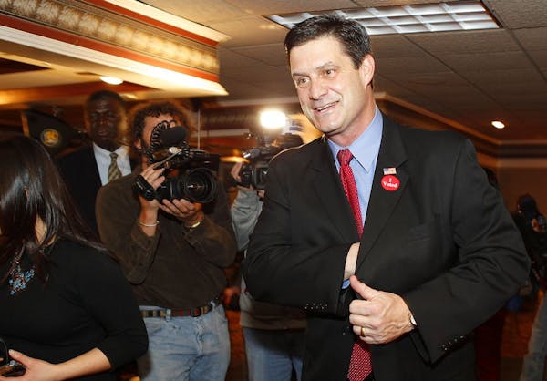 U.S. Rep. Chip Cravaack, R-Minn. greets supporters at his headquarters in Hinckley, Minn., on Tuesday, Nov. 6, 2012.