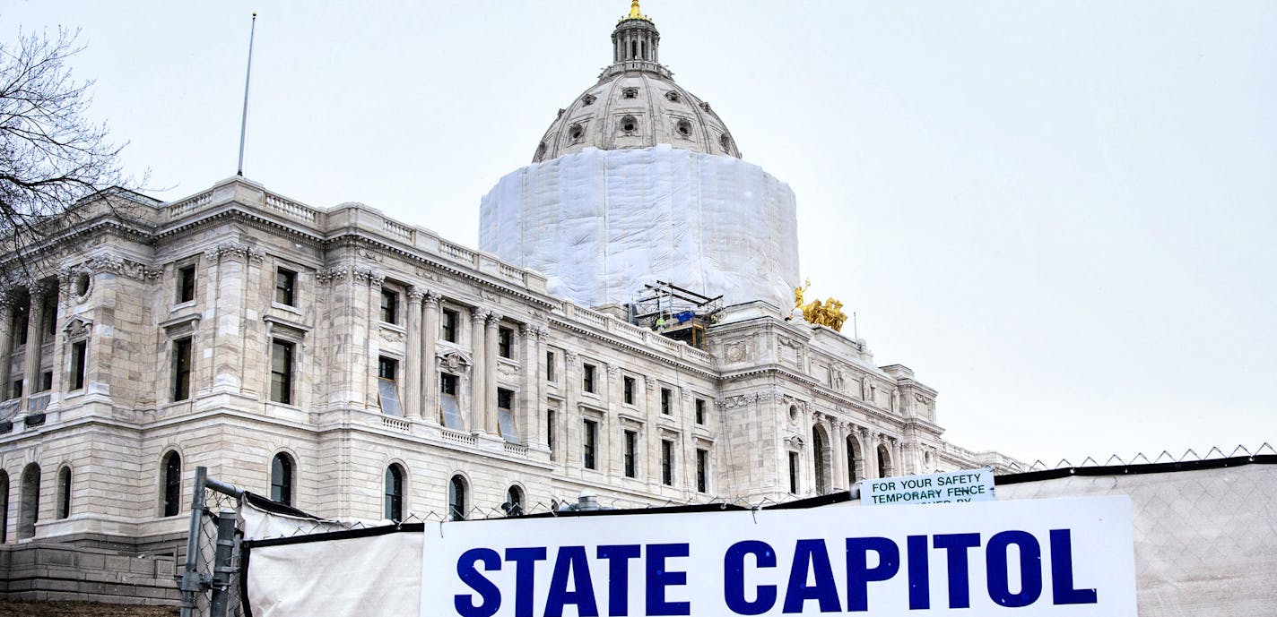 The Capitol is still officially closed to the public. ] GLEN STUBBE * gstubbe@startribune.com Thursday, March 3, 2016 With less than a week left before the beginning of the session, Tour of ongoing renovation work at the Minnesota State Capitol and at the House chamber currently being prepared for the legislative session. ORG XMIT: MIN1603031135463892 ORG XMIT: MIN1603091038238260