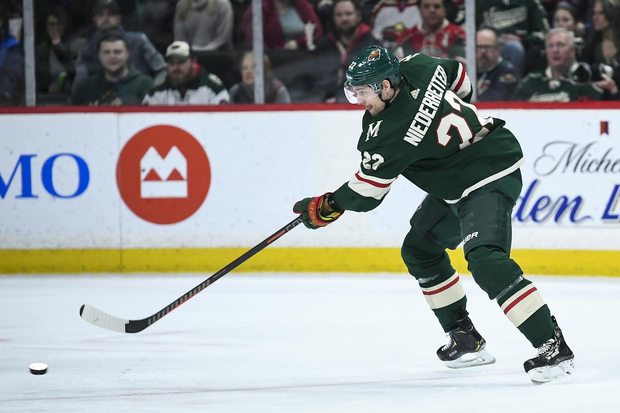 Minnesota Wild right wing Nino Niederreiter (22) scored a goal on a shot against Los Angeles Kings goaltender Jonathan Quick (32) in the second period Tuesday.