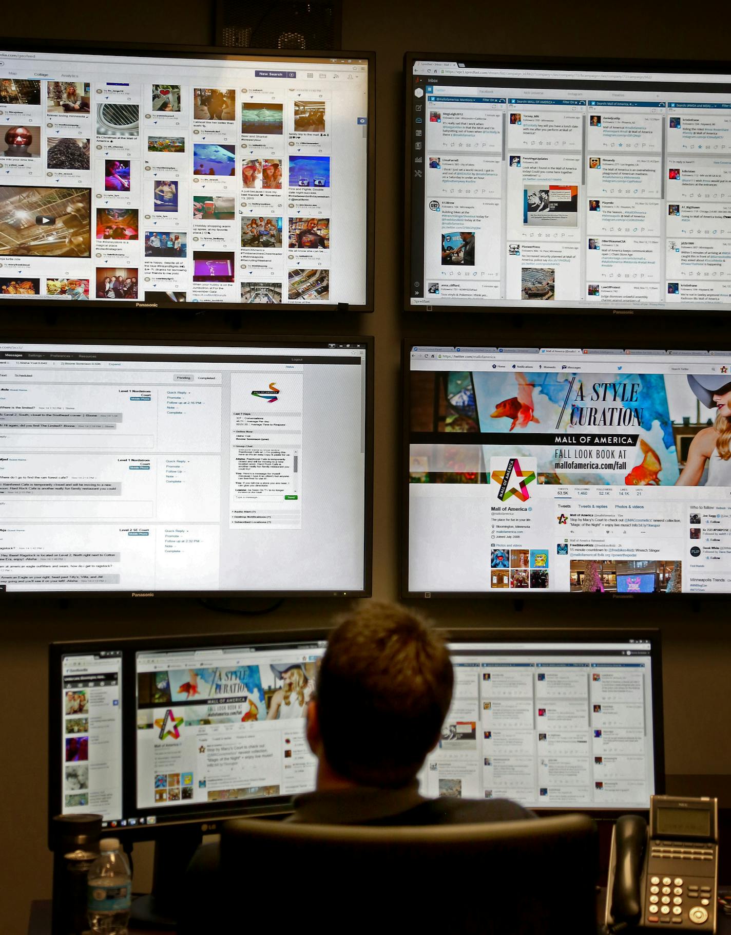 Boone Sorenson watched the screen filled with social media traffic from guests or any people talking about the Mall of America. ] (KYNDELL HARKNESS/STAR TRIBUNE) kyndell.harkness@startribune.com Hanging out at the ESP Center at the MOA in Bloomington Min., Saturday November 14, 2015. ORG XMIT: MIN1511211520490204