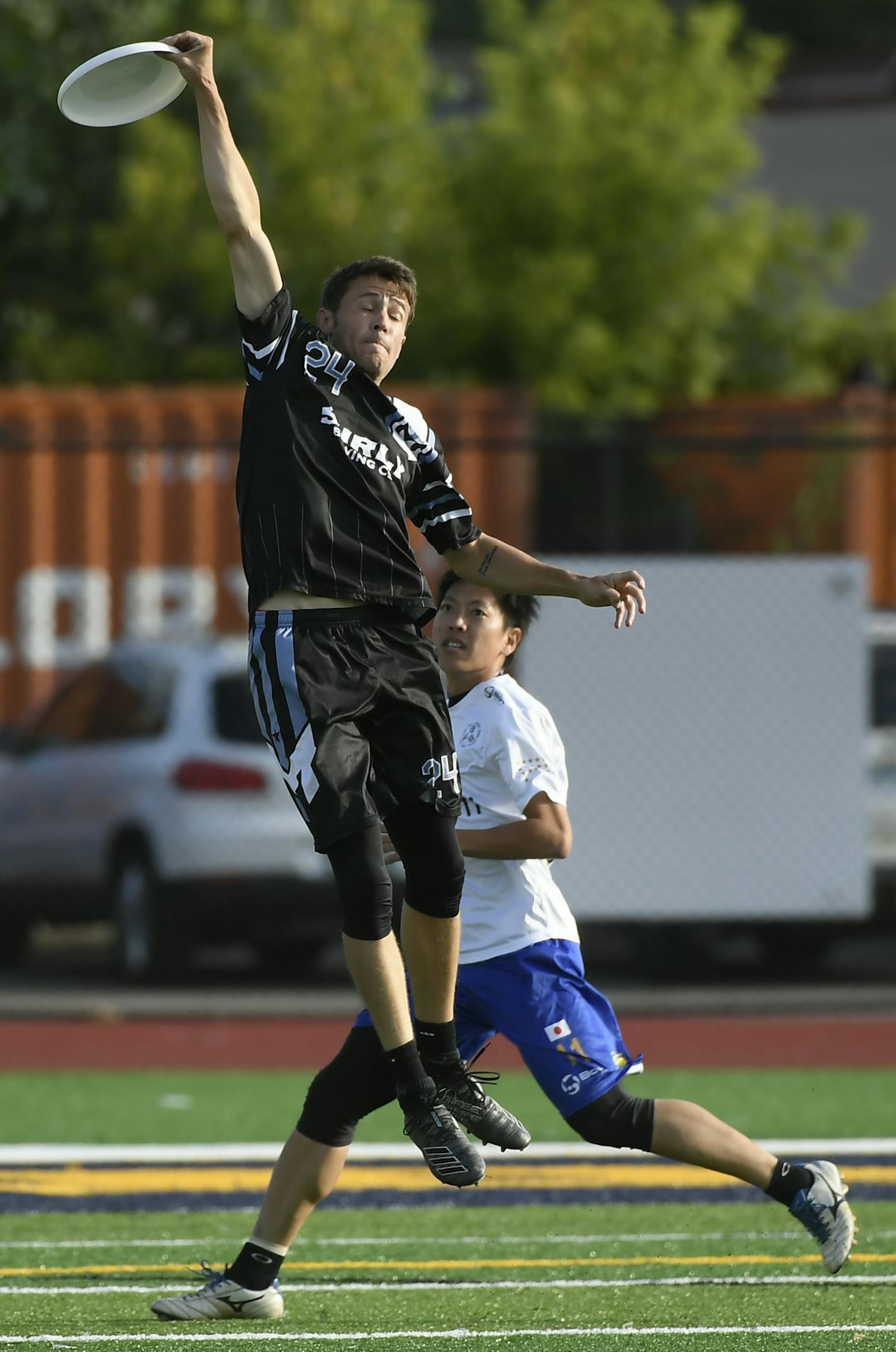 The Minnesota Wind Chill's Ryan Welch made a leaping catch during Wednesday night's match against the Buzz Bullets. ] Aaron Lavinsky &#xa5; aaron.lavinsky@startribune.com The Minnesota Wind Chill, that state's semi-professional ultimate frisbee team, played the Buzz Bullets, a Japanese team, in their International Showcase held Wednesday, July 31, 2019 at Sea Foam Stadium in St. Paul, Minn.