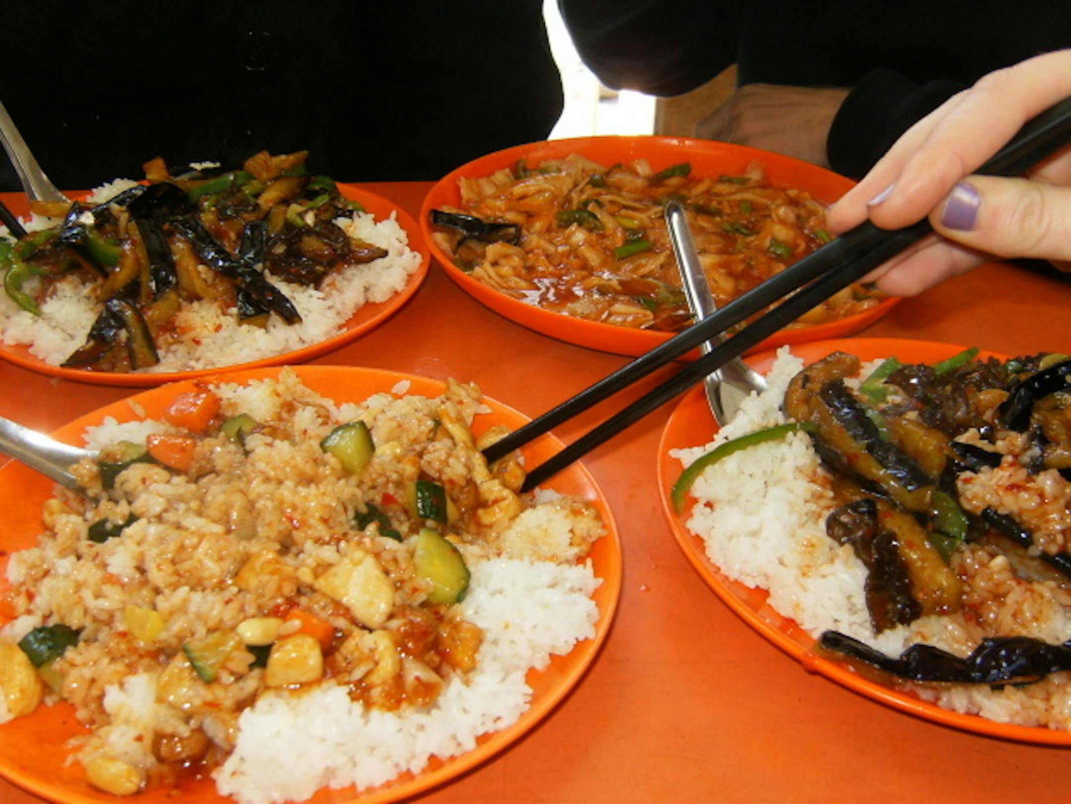 Lunch at one of my favorite Chinese Muslim restaurants. My favorite eggplant dish is in the back left corner.