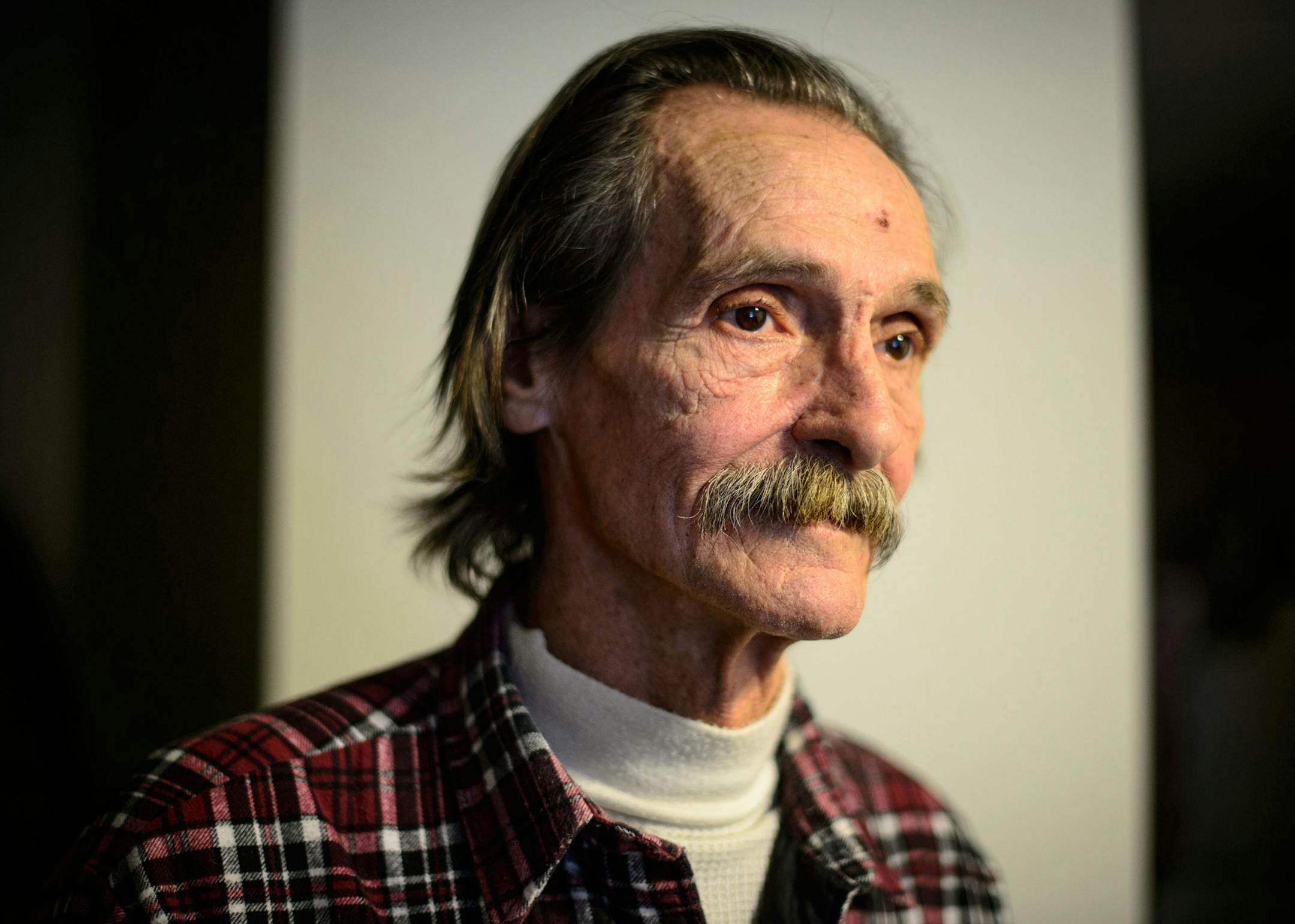 Steve Gallagher had been homeless for years but now with the help of Deb Holman and many others has his own apartment in Duluth he shares with his service dog Khan. Friday, January 3, 2014 ] GLEN STUBBE * gstubbe@startribune.com