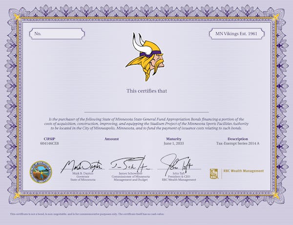 Minnesota Vikings' certificate