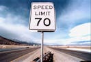 A speed limit sign in Nevada in 1997. Limits have gone up and down over the years. A recent suggestion is that lowering them would save gasoline and t