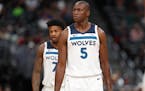 Minnesota Timberwolves center Gorgui Dieng (5) in the second half of an NBA basketball game Friday, Dec. 20, 2019, in Denver. The Nuggets won 109-100.