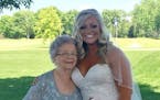 Bride Abby Mershon and her grandmother, who walked in the wedding as her flower girl.