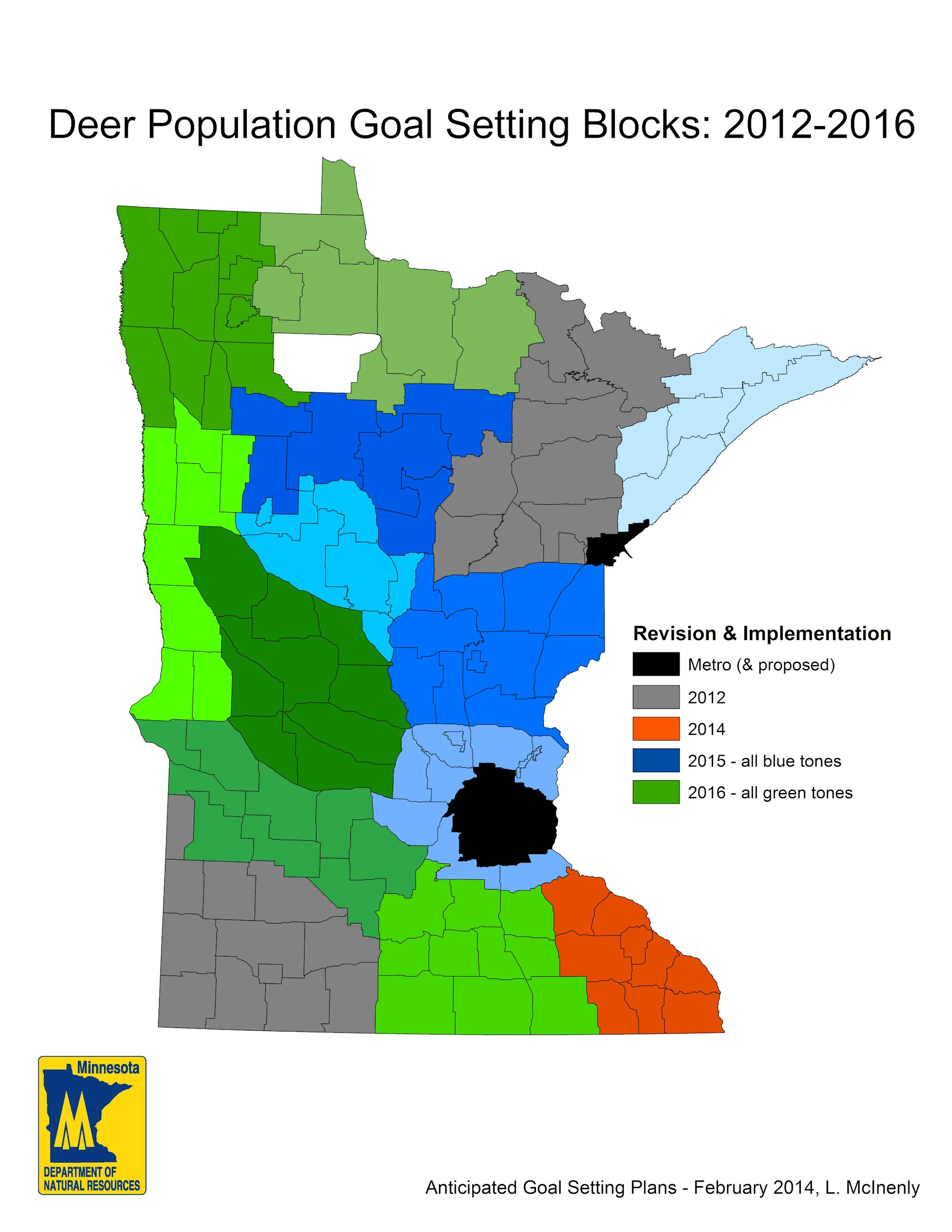 The DNR plans to set deer population goals in five regions in 2015 and six regions in 2016. It already has completed the process in three regions, including the latest, the southeast.