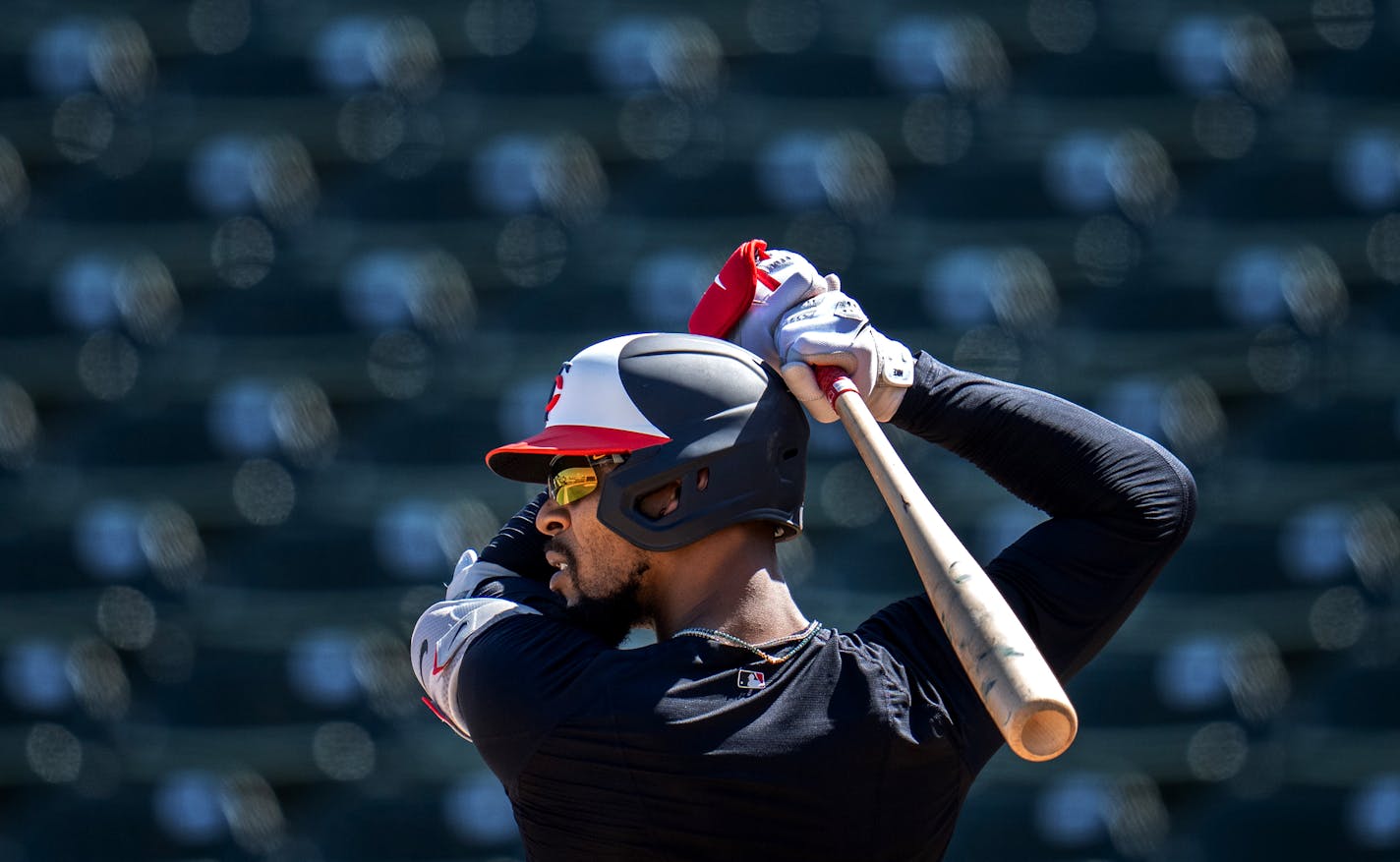 Byron Buxton faced live pitching on Feb. 20 in Fort Myers. He will see plenty of time at designated hitter to start the season.