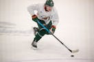 Kirill Kaprizov skated in his first practice with the Wild on Monday at Tria Rink in St. Paul.