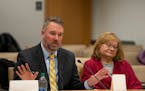 Daron Korte, assistant commissioner of the Minnesota Department of Education, left, responded to questioning by Sen. Roger Chamberlain on Wednesday. S