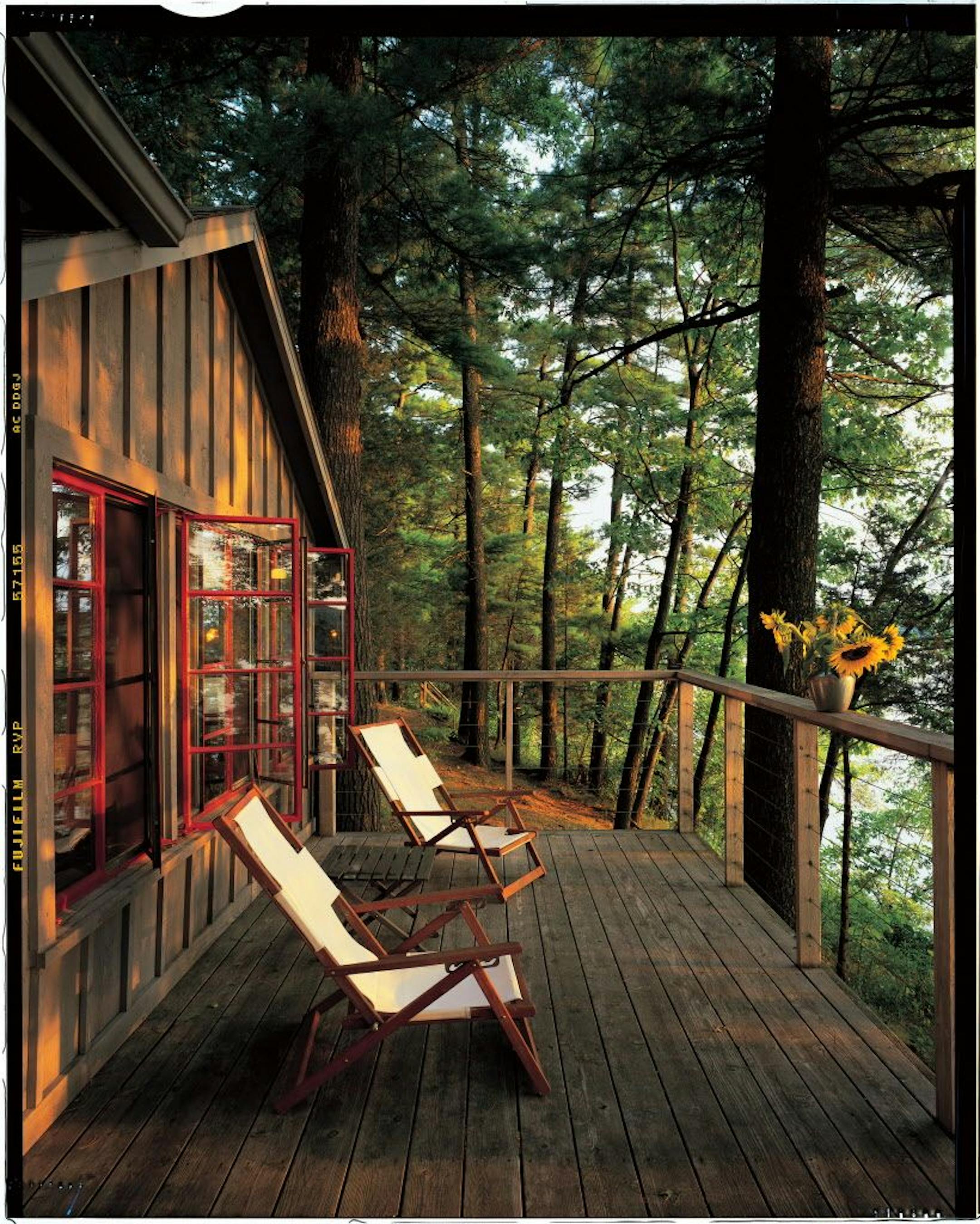 A deck overlooking the river.