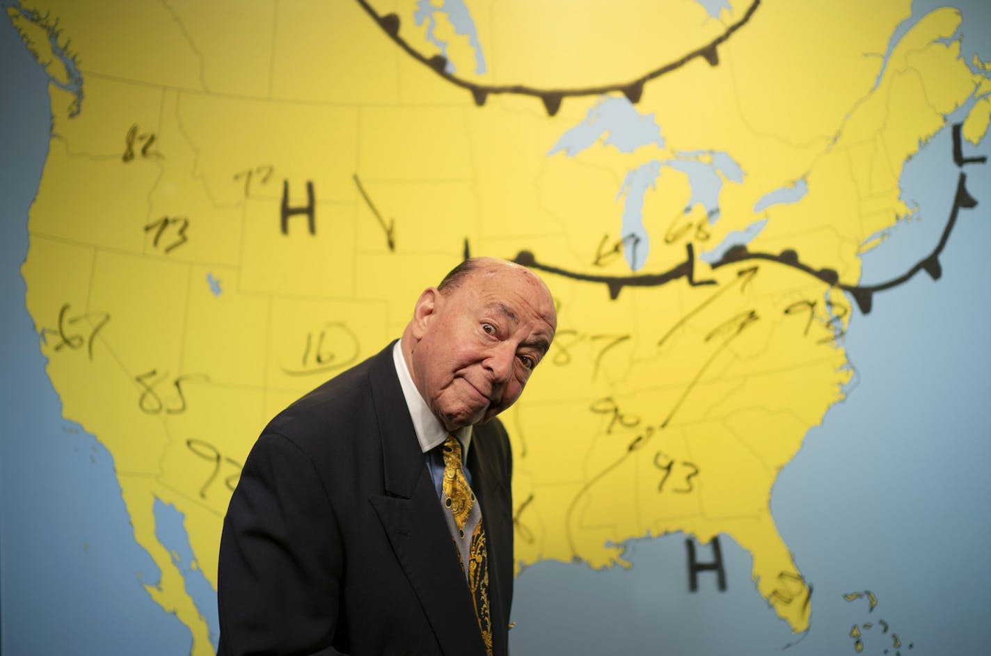 Barry ZeVan, the flamboyant retired Twin Cities weatherman, in the studio after a taping of his Retro Weather show. ] JEFF WHEELER &#x2022; jeff.wheeler@startribune.com Barry ZeVan, the flamboyant retired Twin Cities weatherman, has launched a playful YouTube service called "Retro Weather" in which he does the weather forecast the way he did 50 years ago, standing in front of a map drawing on it with a black marker. He was photographed Wednesday afternoon, may 29, 2019 in the studio where he pro