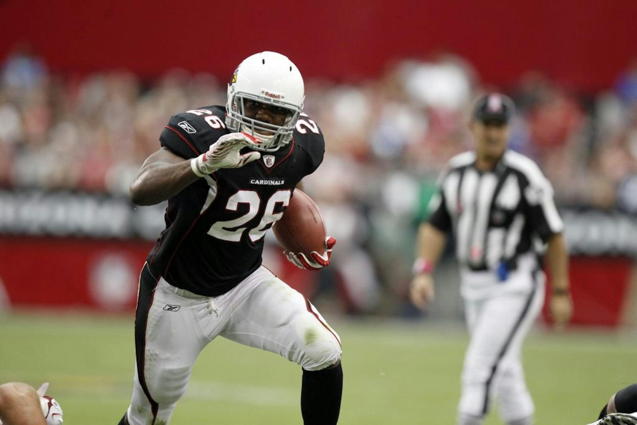 Arizona Cardinals' running back Beanie Wells against the New York Giants during an NFL football game Sunday, Oct. 2, 2011, in Glendale, Ariz.
