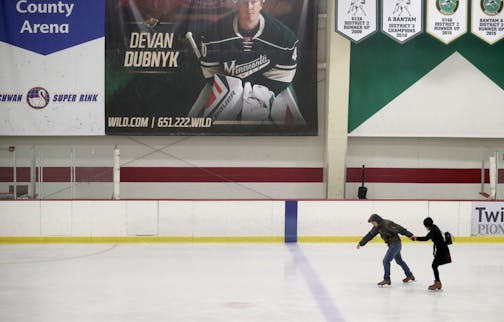 Skaters enjoy the ice during an open skate at the National Sports Center's Ramsey County Arena inside the Schwan Super Rink Thursday, Nov. 16, 2017, in Blaine, MN.