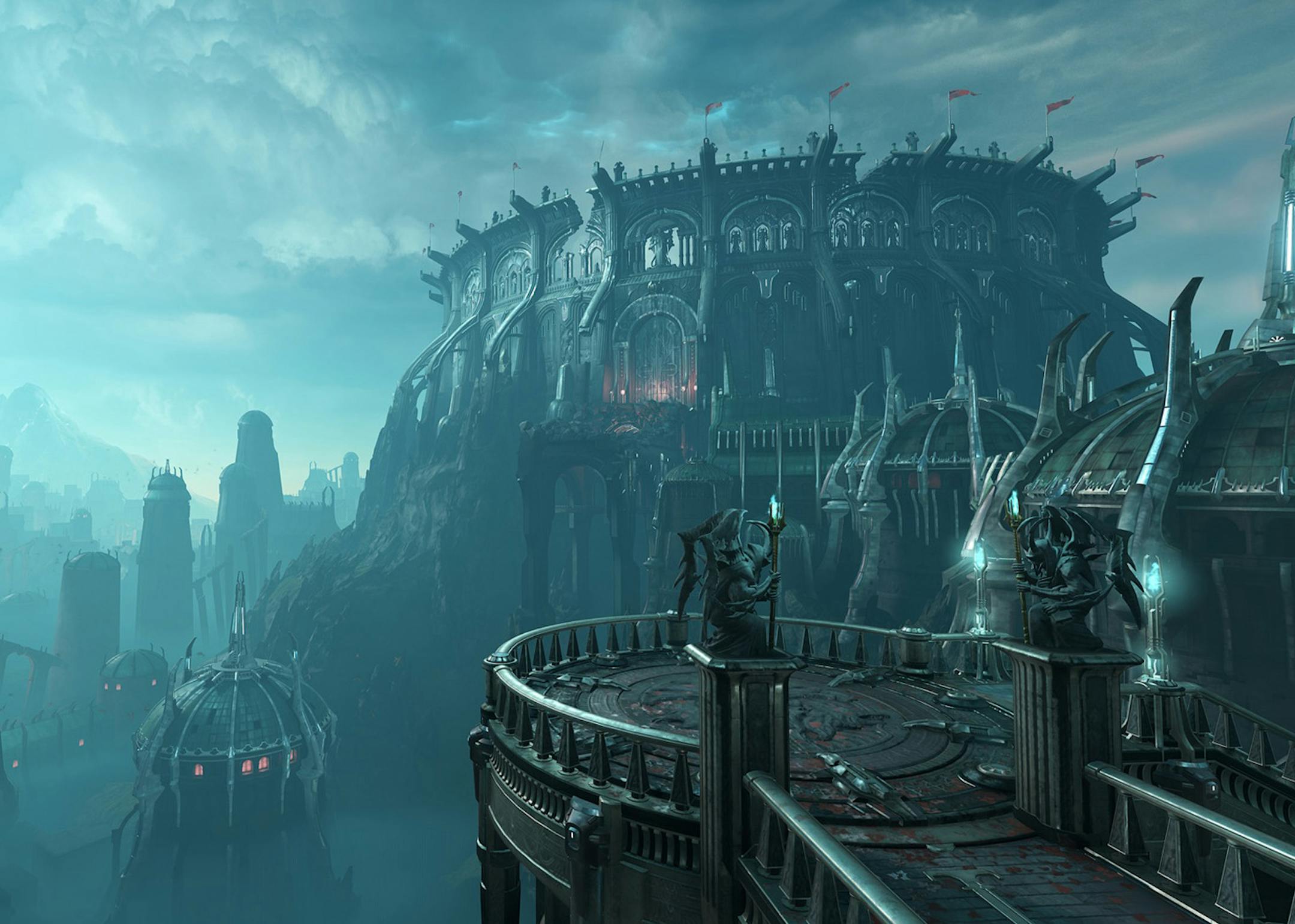 "Doom Eternal" has some epic vistas that tell a story about hell's invasion of earth.  (Bethesda Softworks/TNS) ORG XMIT: 1548450