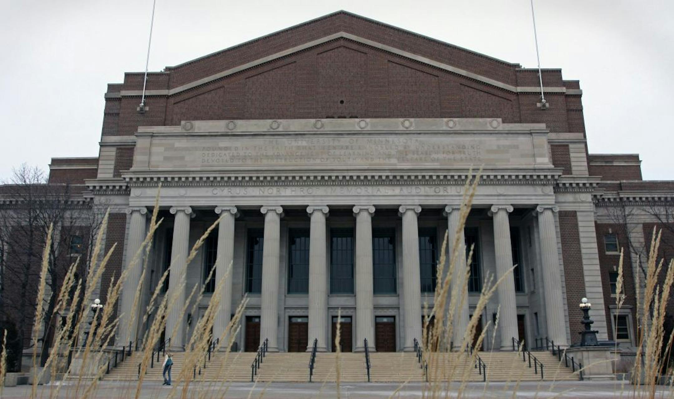 Exterior of Northrop Auditorium. Workmen have started rebuilding the interior of Northrop Auditorium, that was totally removed during the two year revitalization project. University officials gave the media during a tour of the building on 12/16/11. Bruce Bisping/Star Tribune