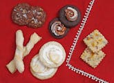 Chocolate Toffee Cookies, Cranberry Cornmeal Shortbread Cookies (winner), German Sour Cream Twists, Limoncello Kisses and Mocha Cappuccino Cookies fro